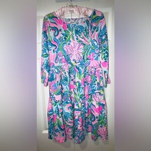 Lilly Pulitzer Geanna Swing Dress Turquoise Oasis Golden Hour Sz small EUC